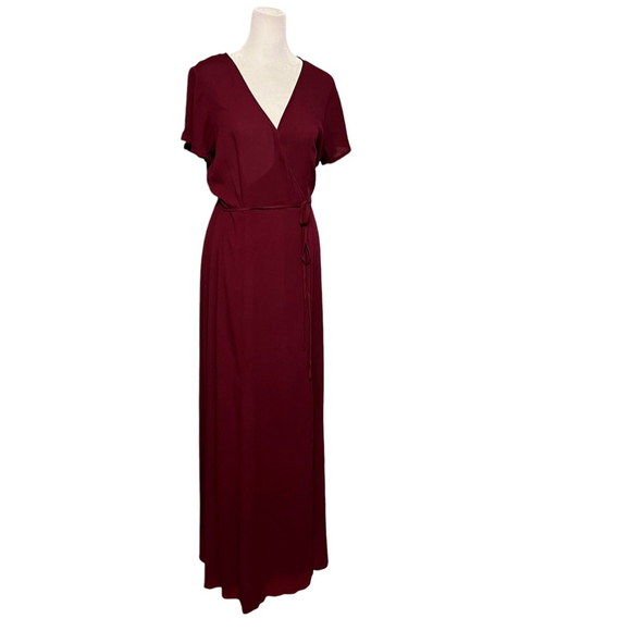 Lulus Burgundy Heart of Marigold Wrap Dress Maxi Vneck Size Small NWT - Picture 3 of 9